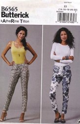 6565 Butterick Katherine Tilton Skinny Close Fit Pull On Yoke Pants Pattern 14-22 Uncut